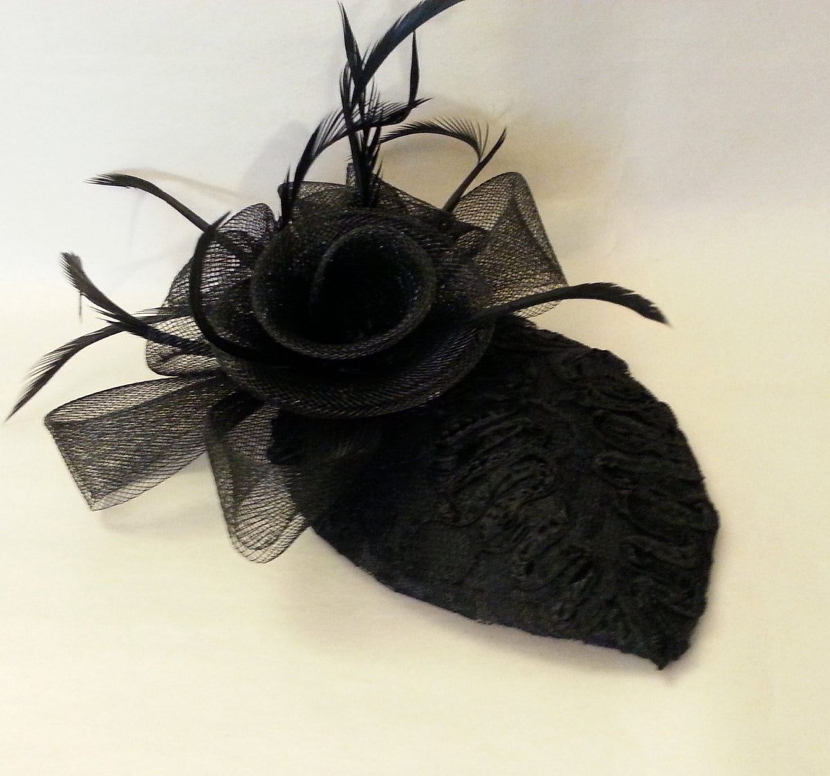 Vintage Black Birdcage Veil Fascinator, Teardrop Hat, Cocktail Accessory