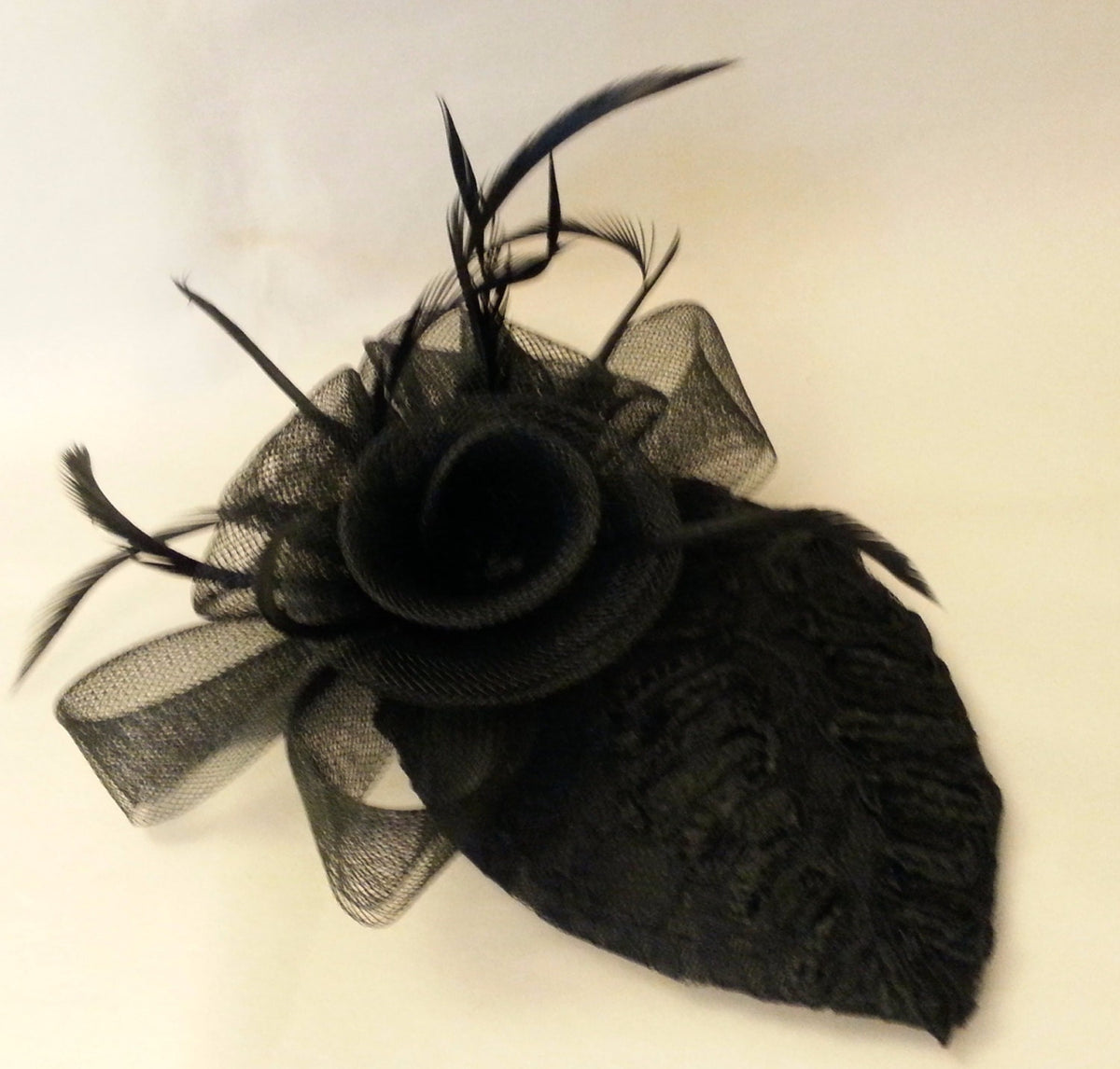 Vintage Black Birdcage Veil Fascinator, Teardrop Hat, Cocktail Accessory
