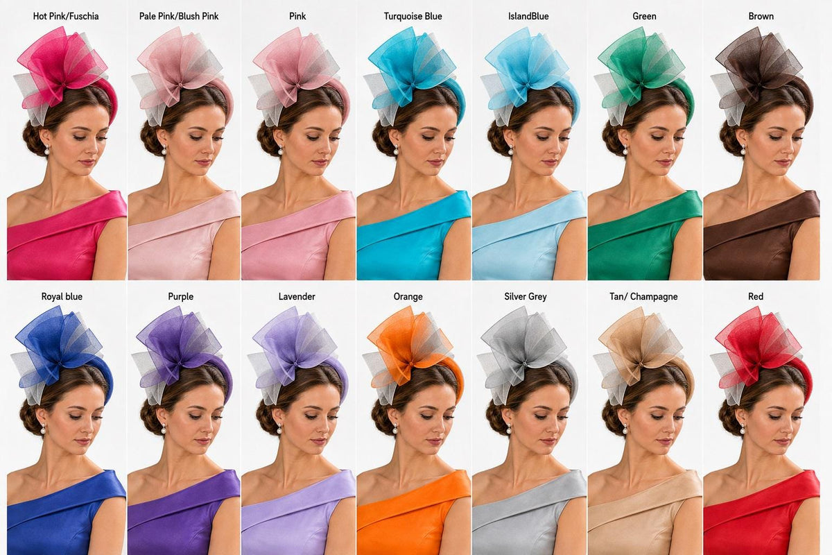 Navy & Silver Grey Fascinator Headband: Knot Bow Race Day Headwear