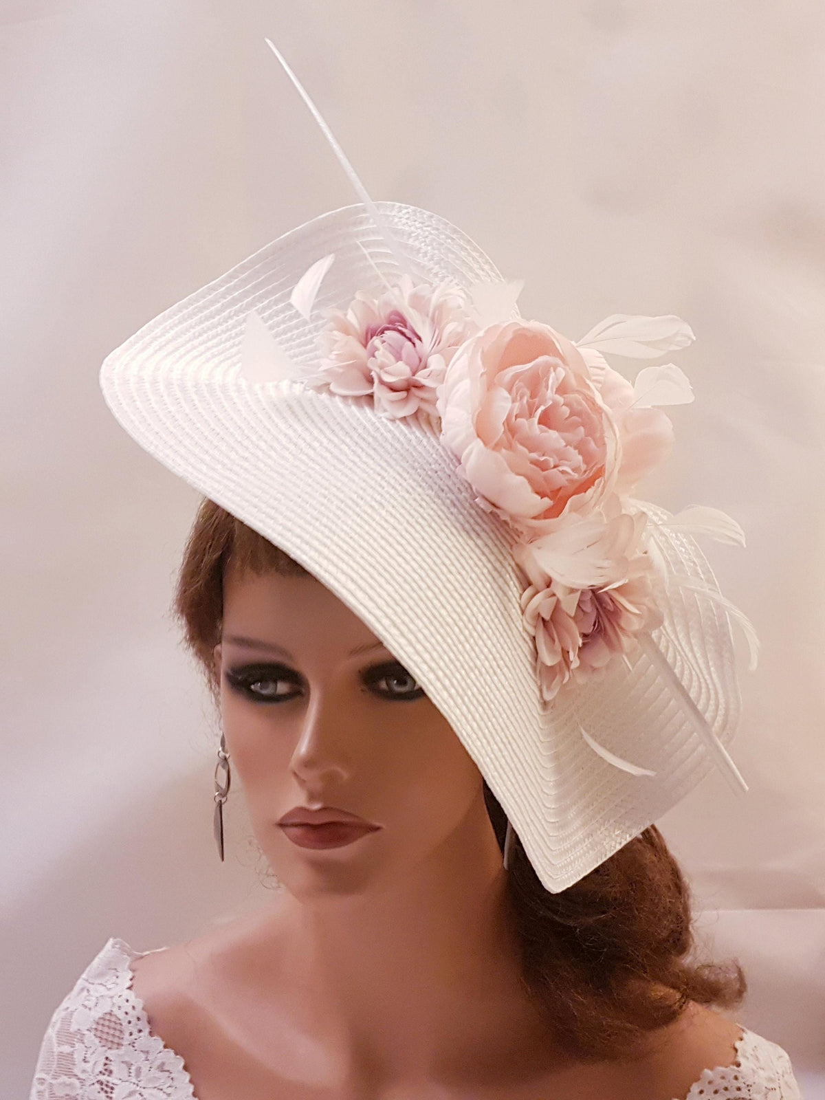 White and pink Modern FASCINATOR