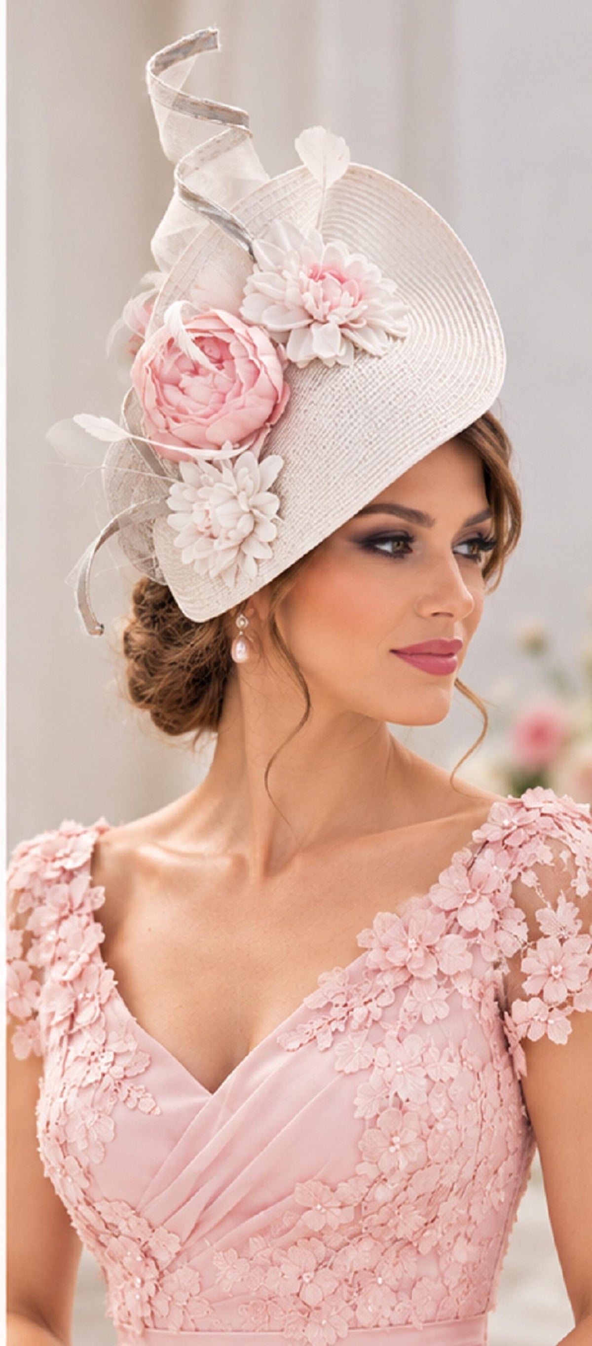White & Pink Fascinator Hat Derby, Ascot, Wedding , cocktail party, Christening fascinator