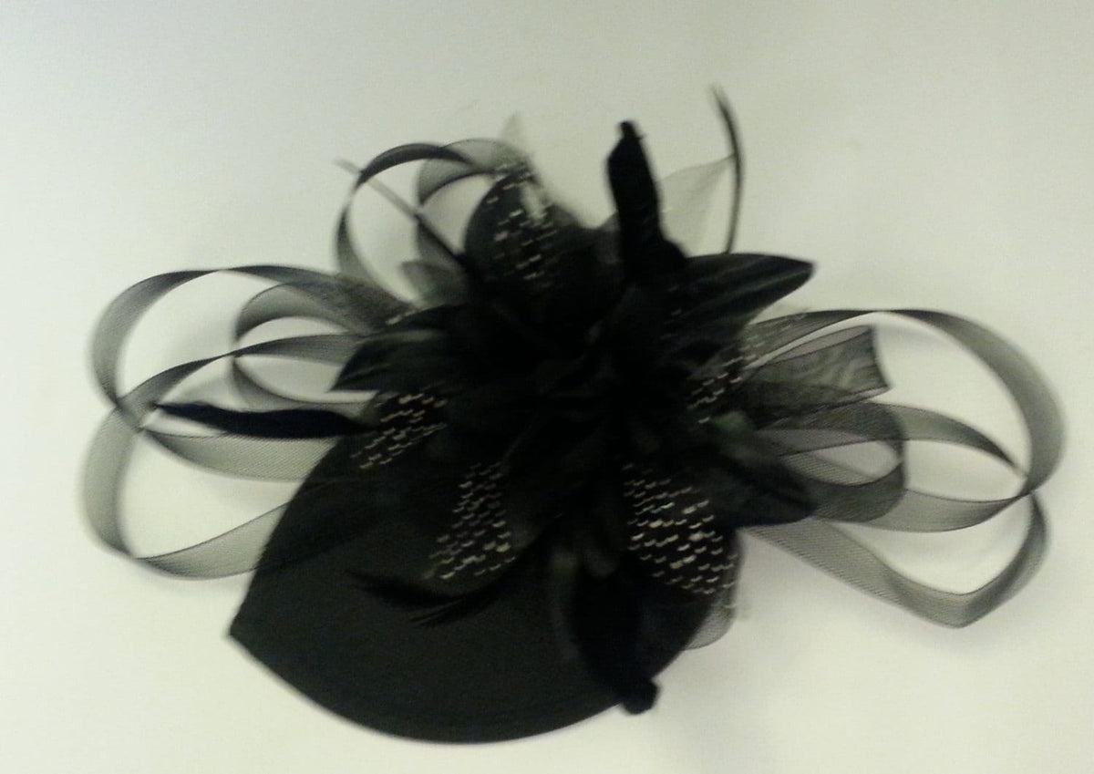 Vintage 1940s-50s Black Fascinator hat, Black Tear drop hat fascinator, Ascot flower feather Fascinator, ladies Cocktail, Ceremoney HAT