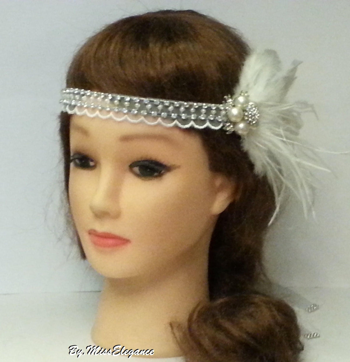 Gatsby Headband 1920s Flapper Headpiece Bridal wedding fascinator Crystal Beaded #Gatsby Feather Headband, 1920s 40s sparkly boho headband