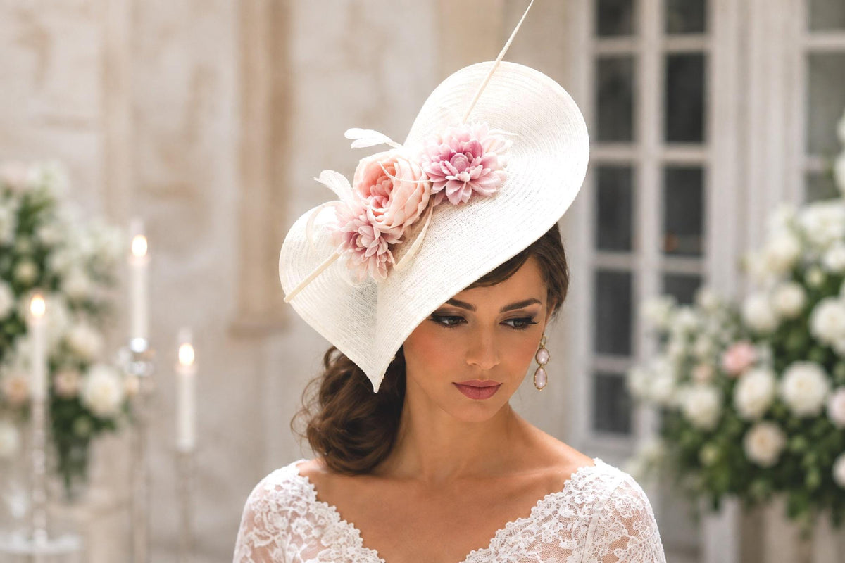 White & Pink Large Fascinator Hat, Mother of the Bride, Ascot Race Day, Wedding Guest, UK made by EleganceFascinator