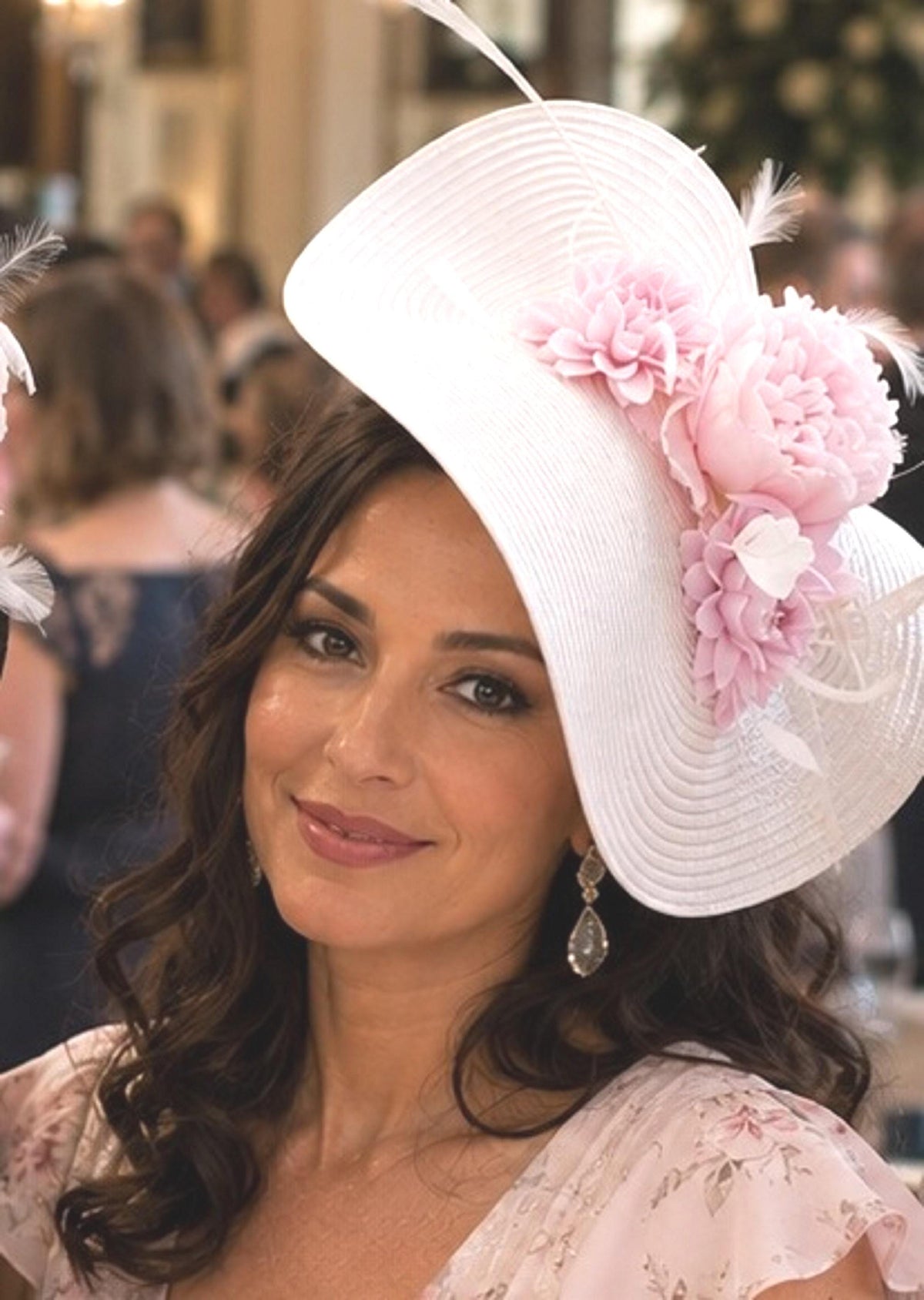 White & Pink Large Fascinator Hat, Mother of the Bride, Ascot Race Day, Wedding Guest, UK made by EleganceFascinator