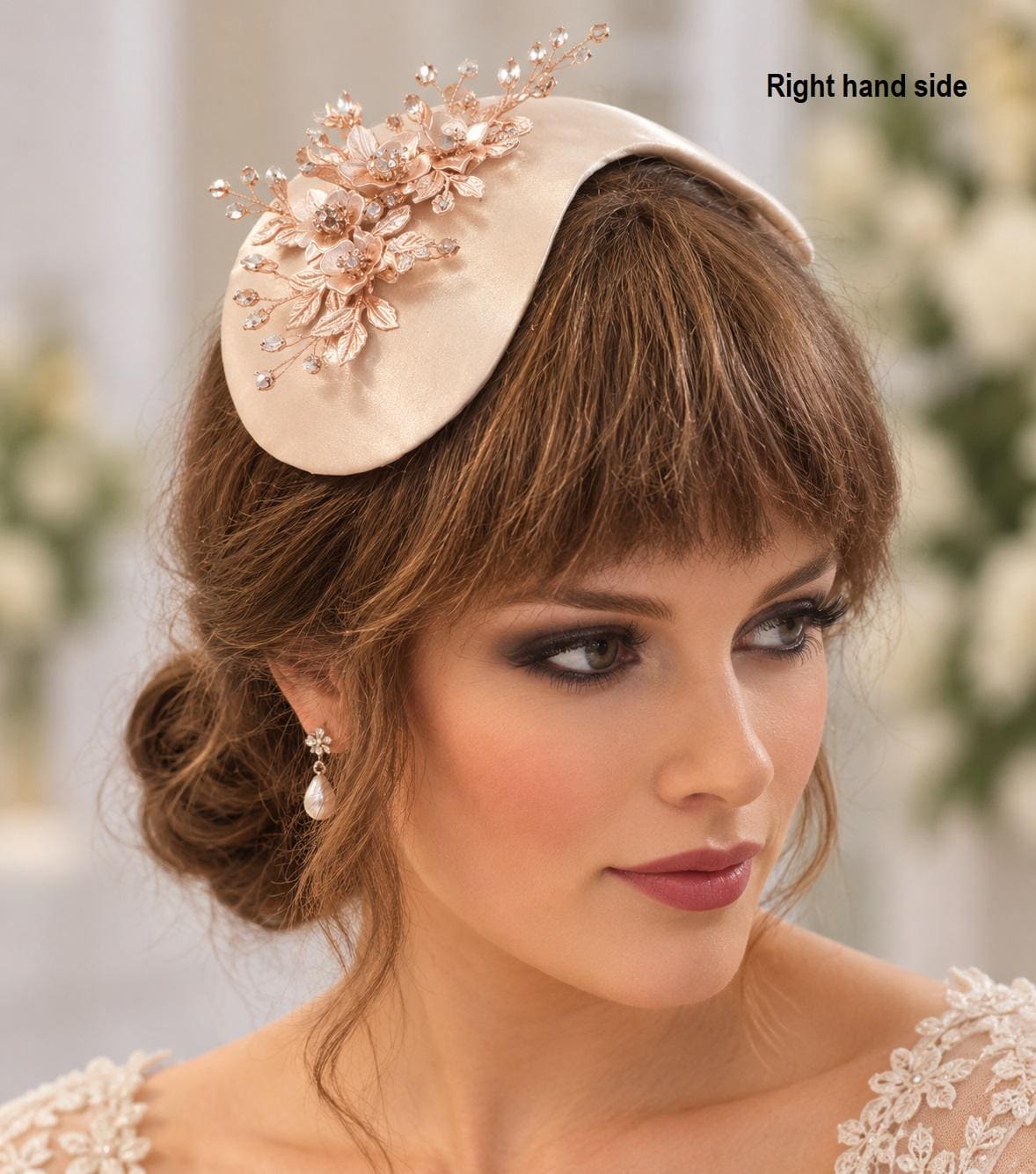 BRIDAL FASCINATOR hat Champagne wedding #fascinator bridal hair accessory 2Pc set Mini Bridal birdcage veil & hat Bridal Hat fascinator
