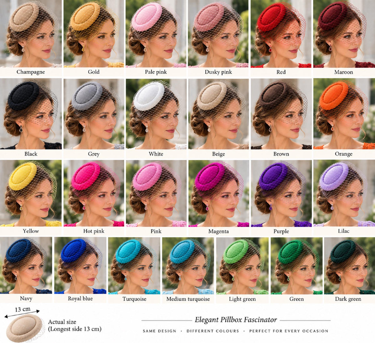 Pill box hat with veil. simple felt like pill box hat fascinator with birdcage veil