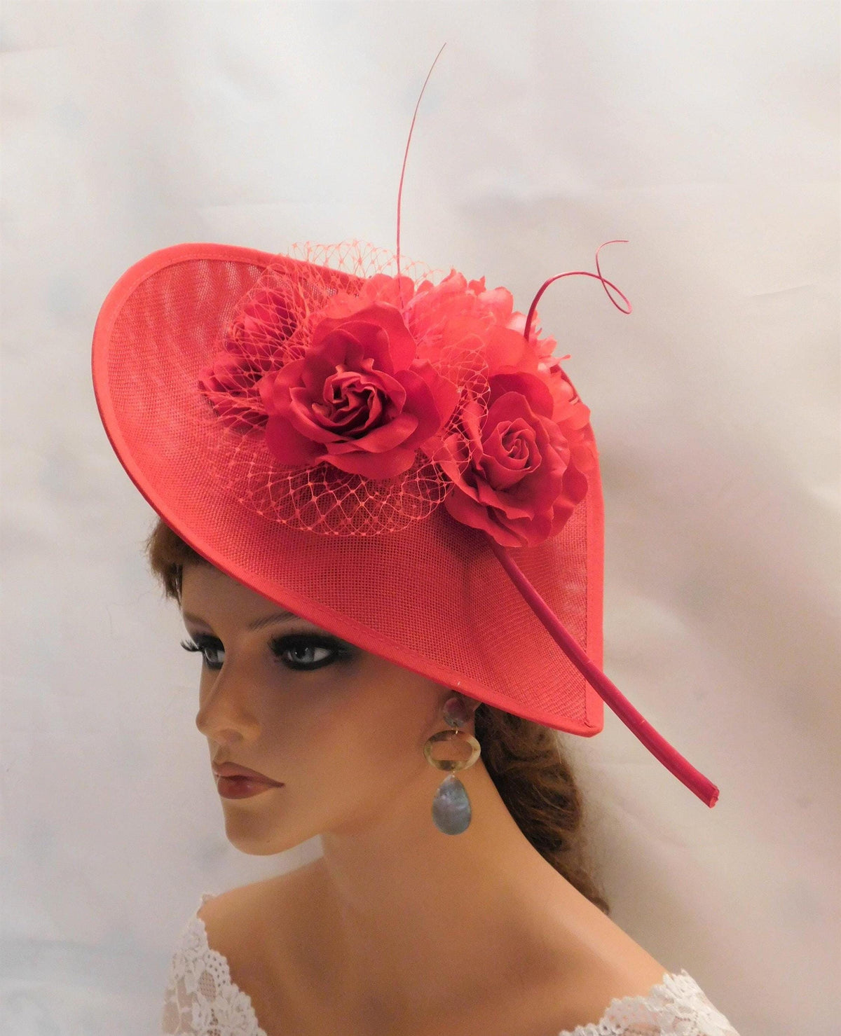 RED FASCINATOR HAT Womens