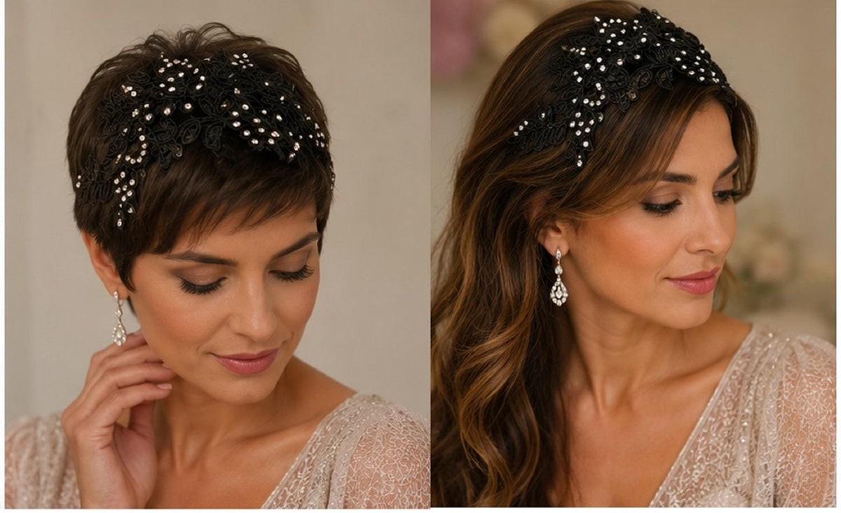 Black Lace Fascinator Headband: Vintage Cocktail Party ,Prom Headpiece