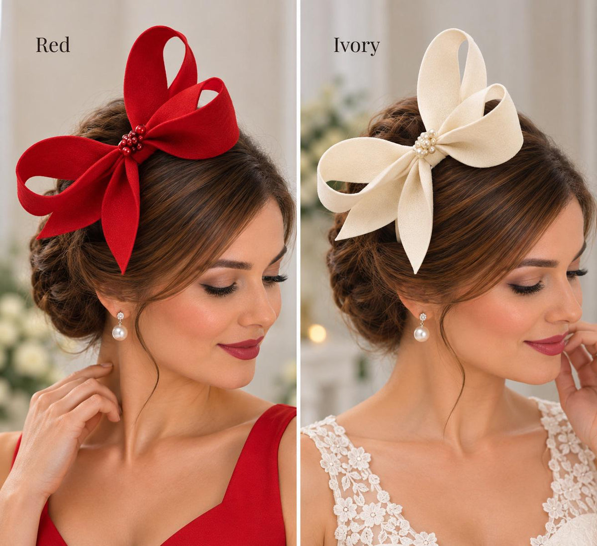Fascinator Red Felt fascinator Red Blue Purple #fascinator Headband Wedding Cocktail party Church special occasion fascinator Custom colour
