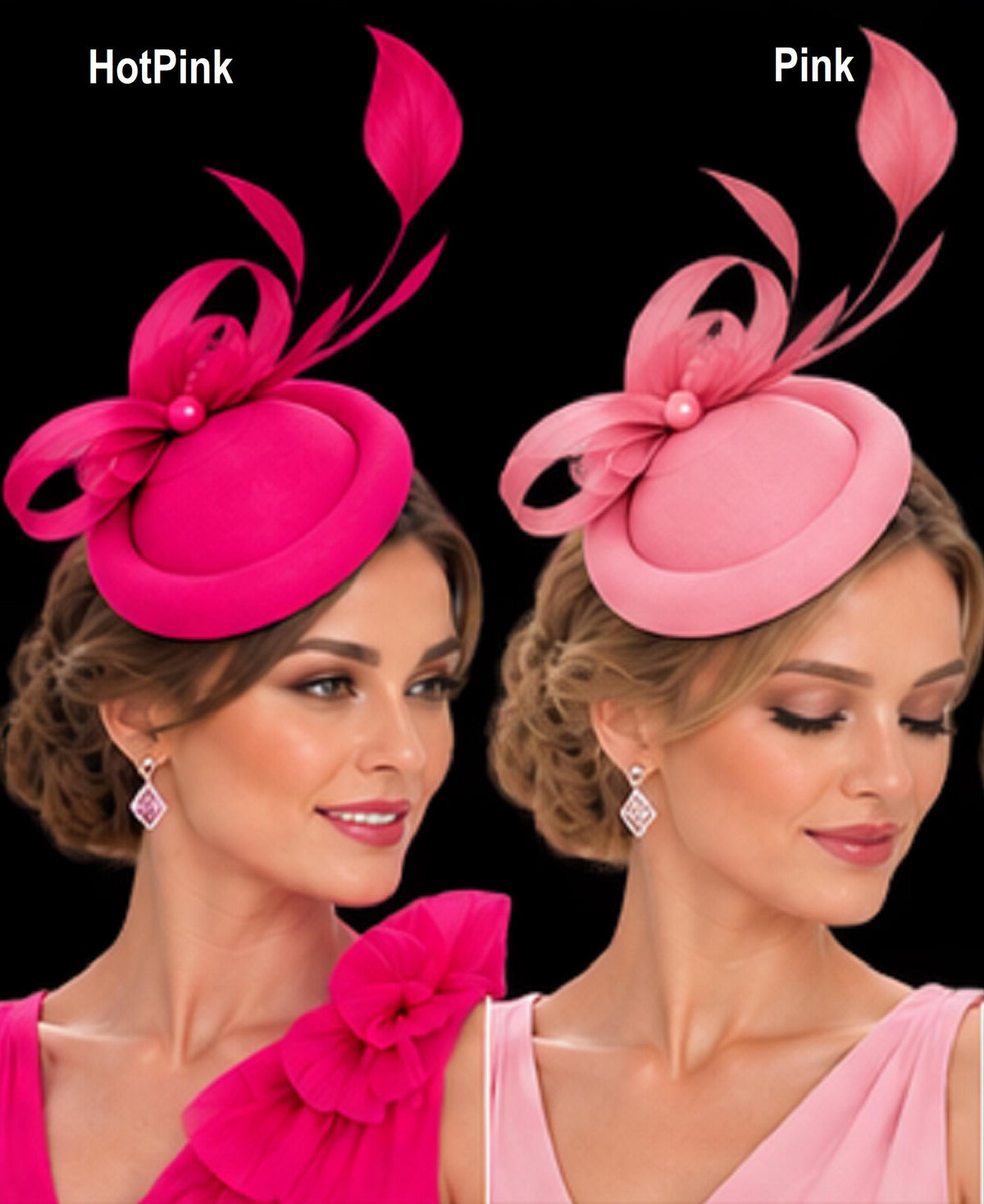 Red Fascinator Hat, Feathered Ascot Race Wedding Headpiece