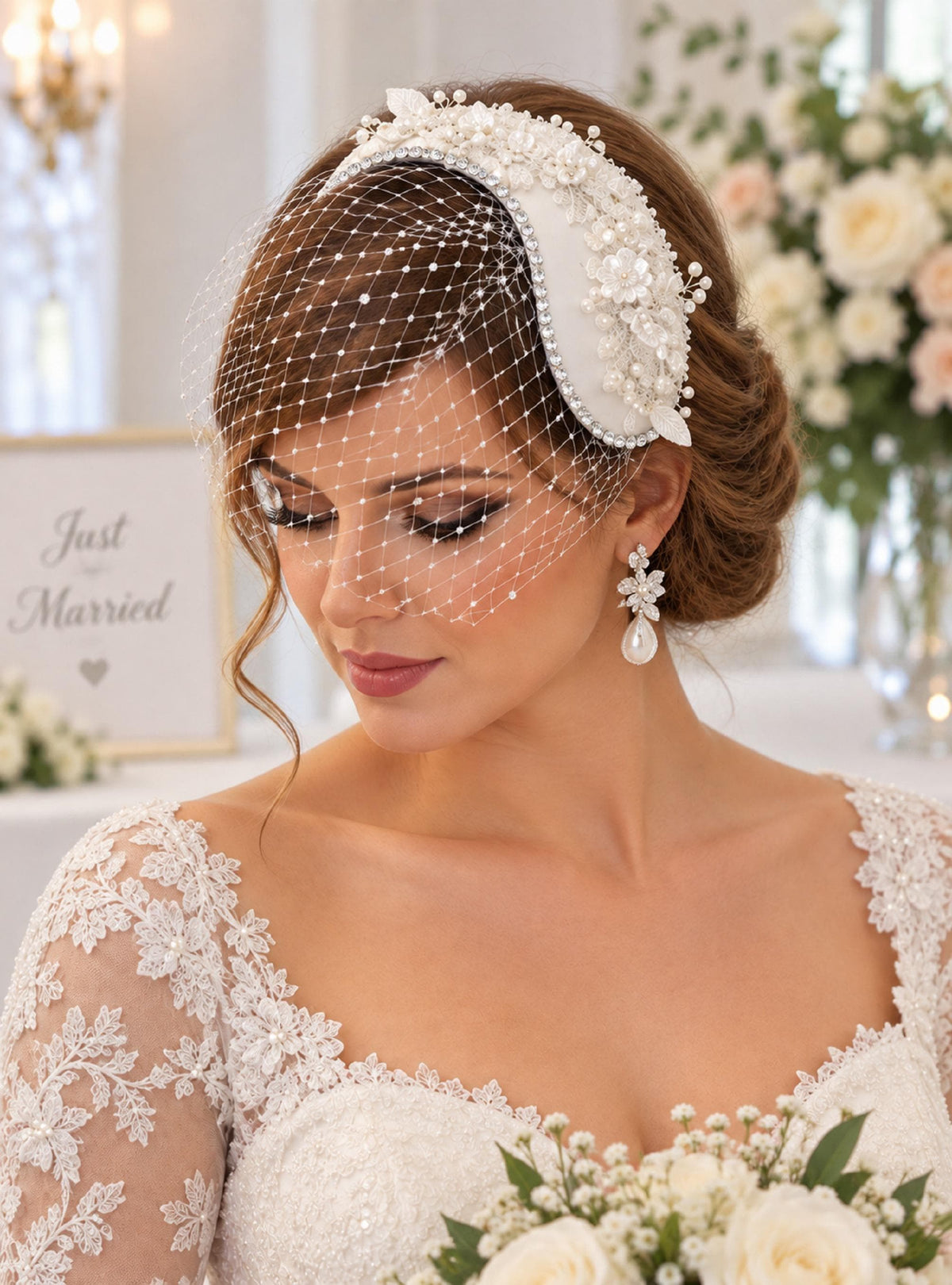 Bridal hat fascinator Blush pink, White,Ivory Wedding Hat with Birdcage Veil