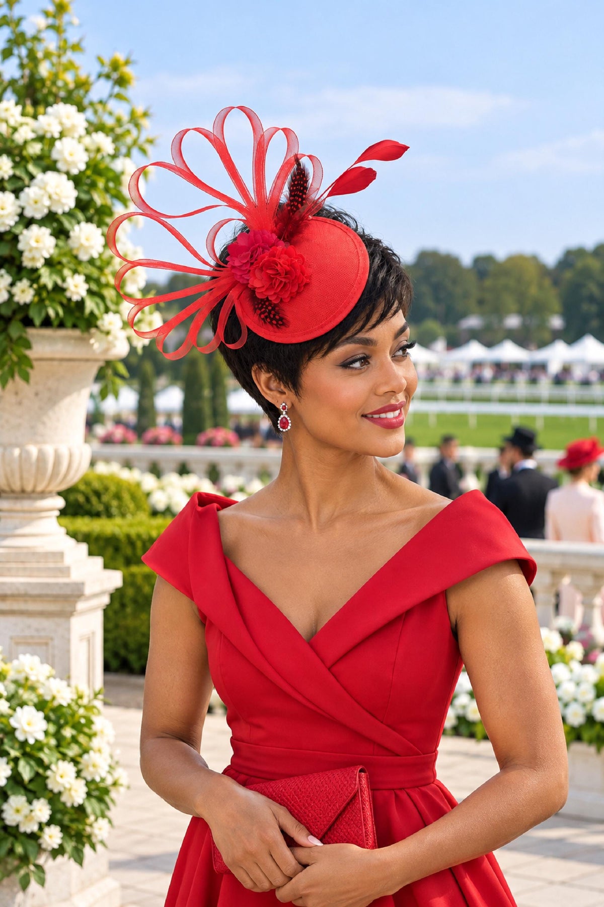 RED hat Fascinator, Cocktail Party Royal Ascot hat, Race hat, wedding , Kentucky Derby Church hat, Red fascinator hatinator