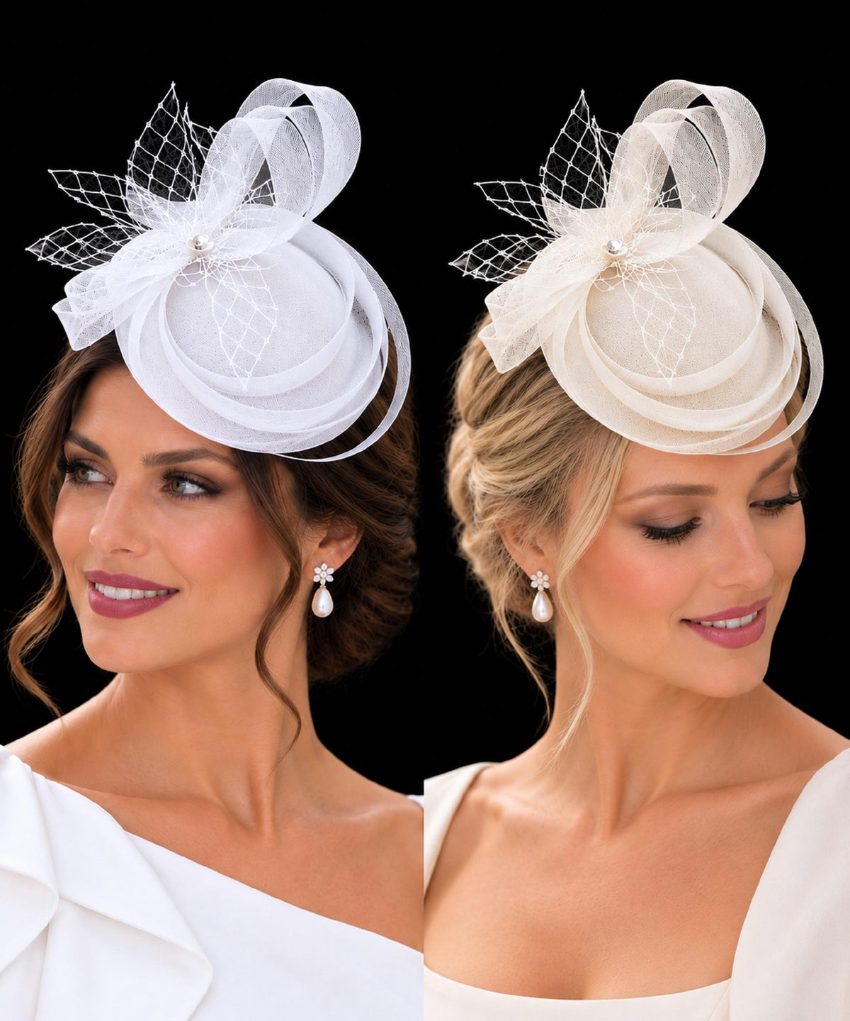 White, Ivory Bridal fascinator Hat 40s 50 Felt like pillbox Hat Fascinator Race Cocktail, Ascot, Wedding headpiece 'Custom colours