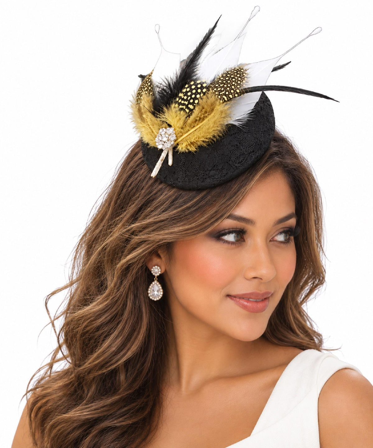 Black Fascinator hat: Feather Hatinator, Ascot, Race, wedding Hat