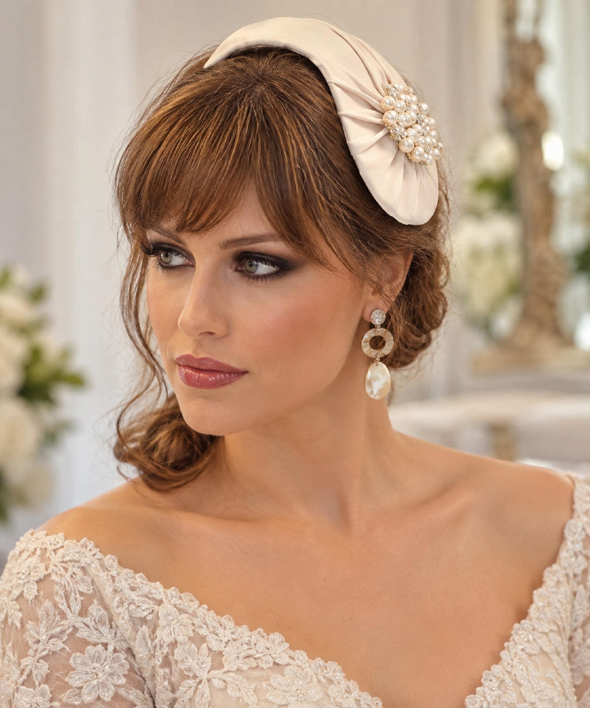 Bridal hat Fascinator with birdcage veil #Bridal White, Ivory,Champagne,Pink Wedding hair accessory 2Pc unique asymmetrical hat & Face veil.