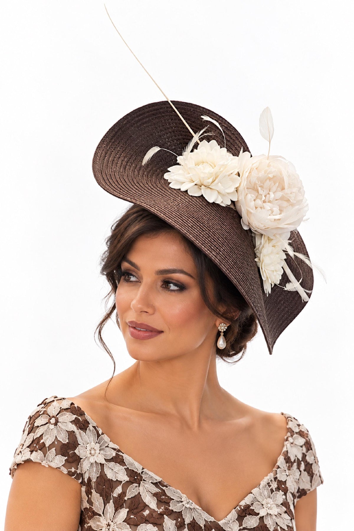 Brown and Ivory Ascot, Race,Party hat fascinator