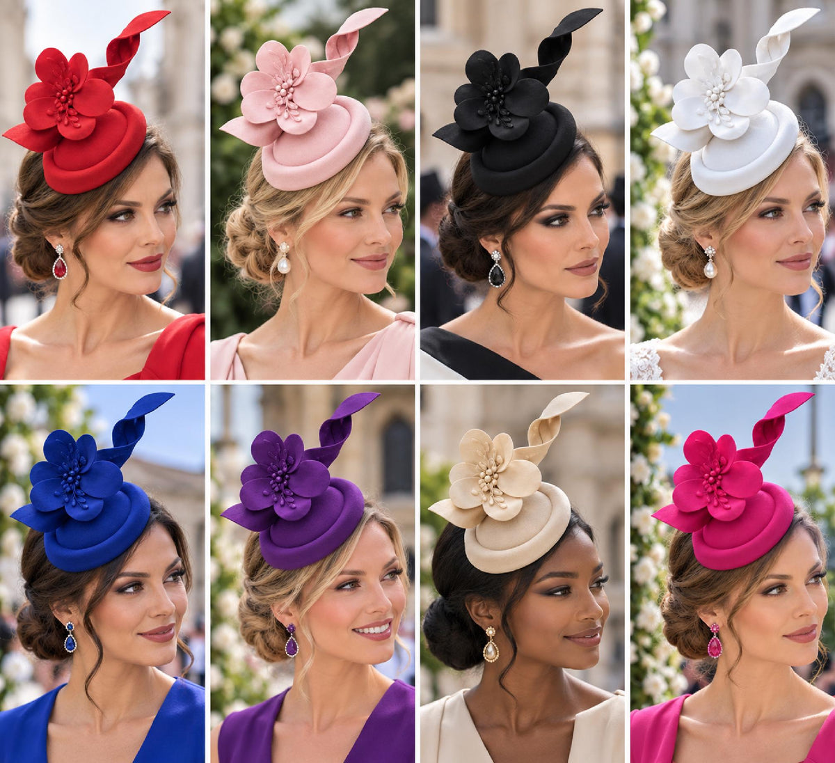 Brown Fascinator hat, Felt Pillbox hat Vintage Cocktail Ascot Race wedding Headpiece Custom colours