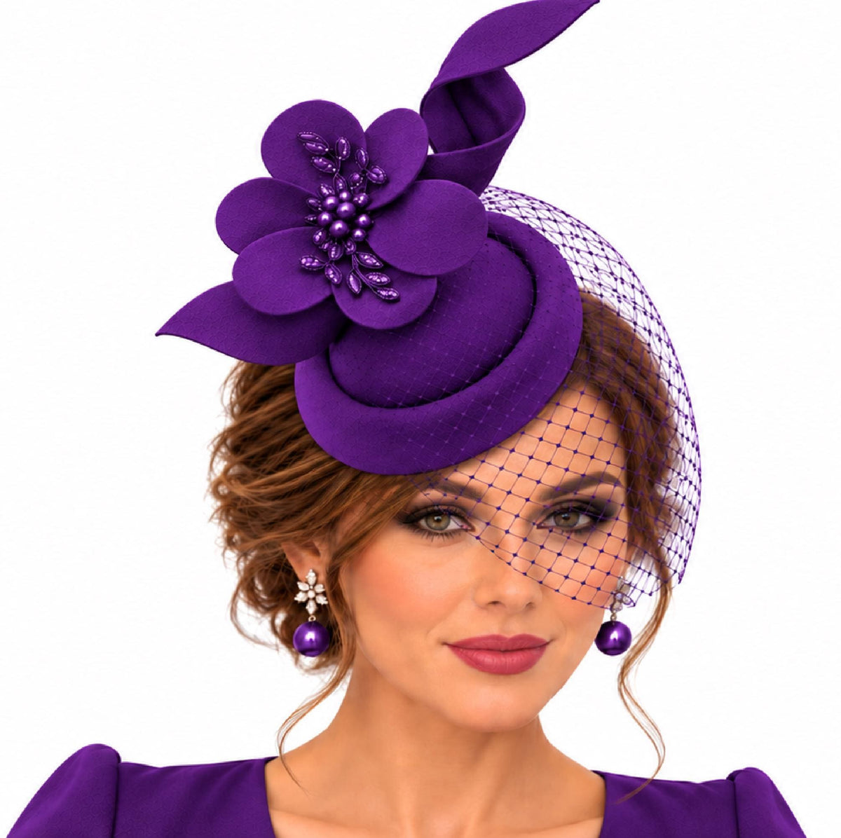 Brown Fascinator hat, Felt Pillbox hat Vintage Cocktail Ascot Race wedding Headpiece Custom colours