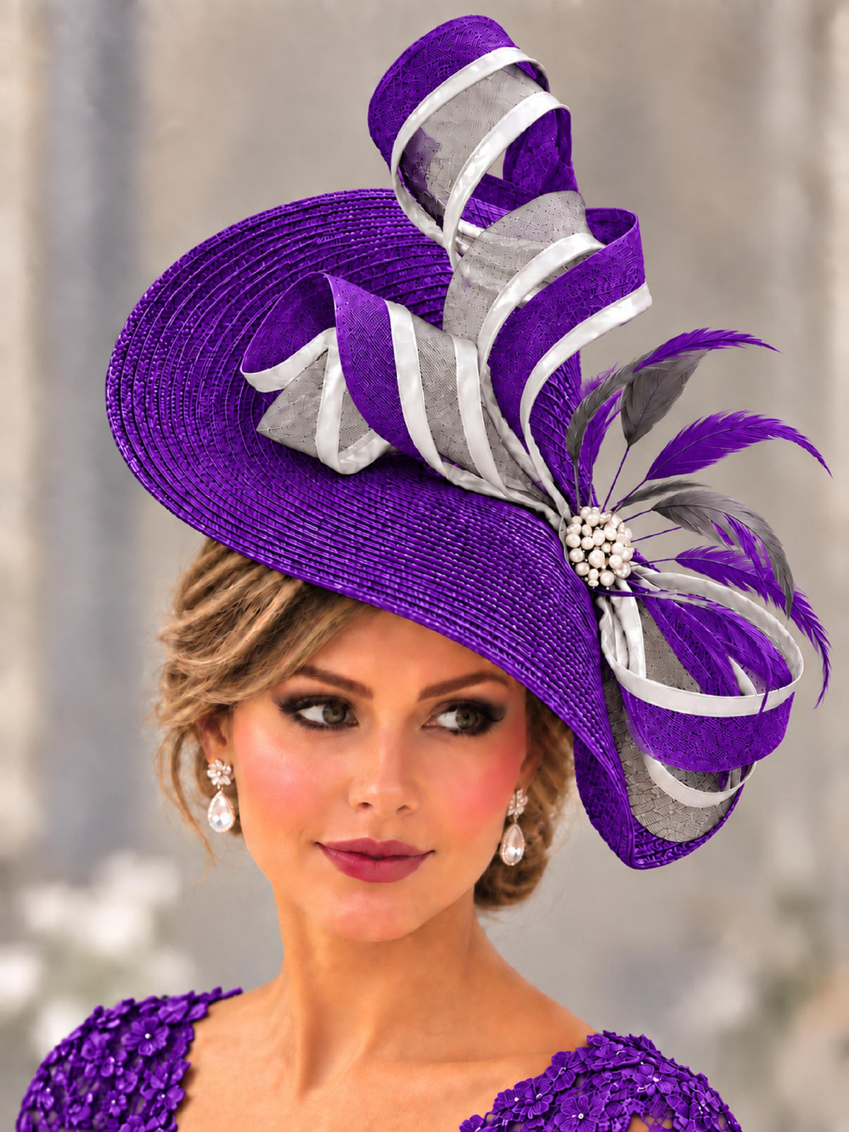 Fascinator Hat : Ascot Race Wedding Headpiece Mother of the bride Hat Fascinator Pink,Blue,Purple,Yellow,Black, Red - Custom colours