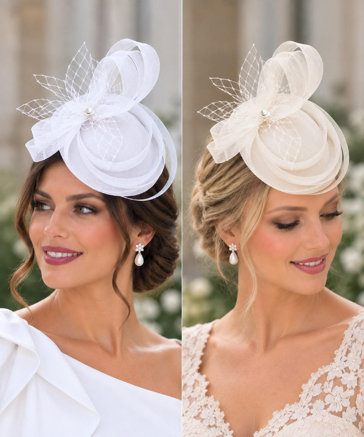 White, Ivory Bridal fascinator Hat 40s 50 Felt like pillbox Hat Fascinator Race Cocktail, Ascot, Wedding headpiece 'Custom colours