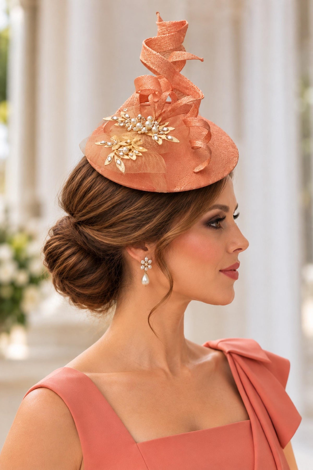 Fascinator Hat, 40s 50s Peachy Pink Hat fascinator #Peachy Pink Cocktail hat, Ladies day, Ascot hat, Peach pink Derby hat