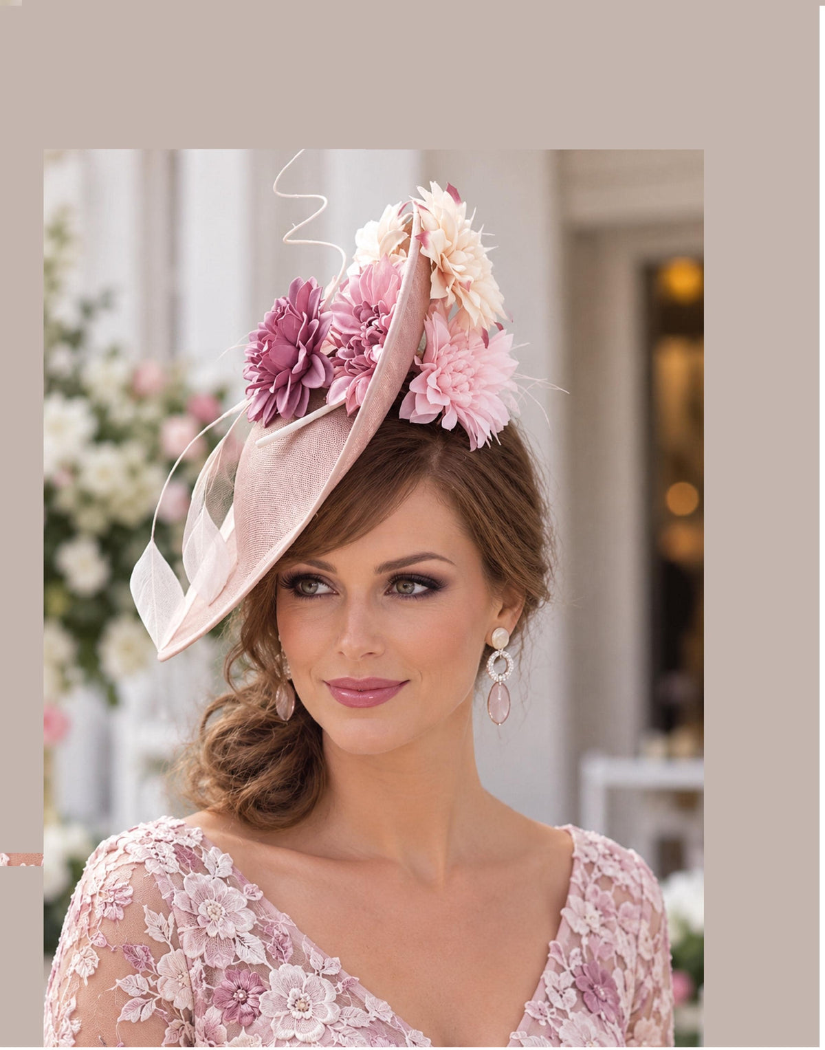 Dusky pink hat fascinator