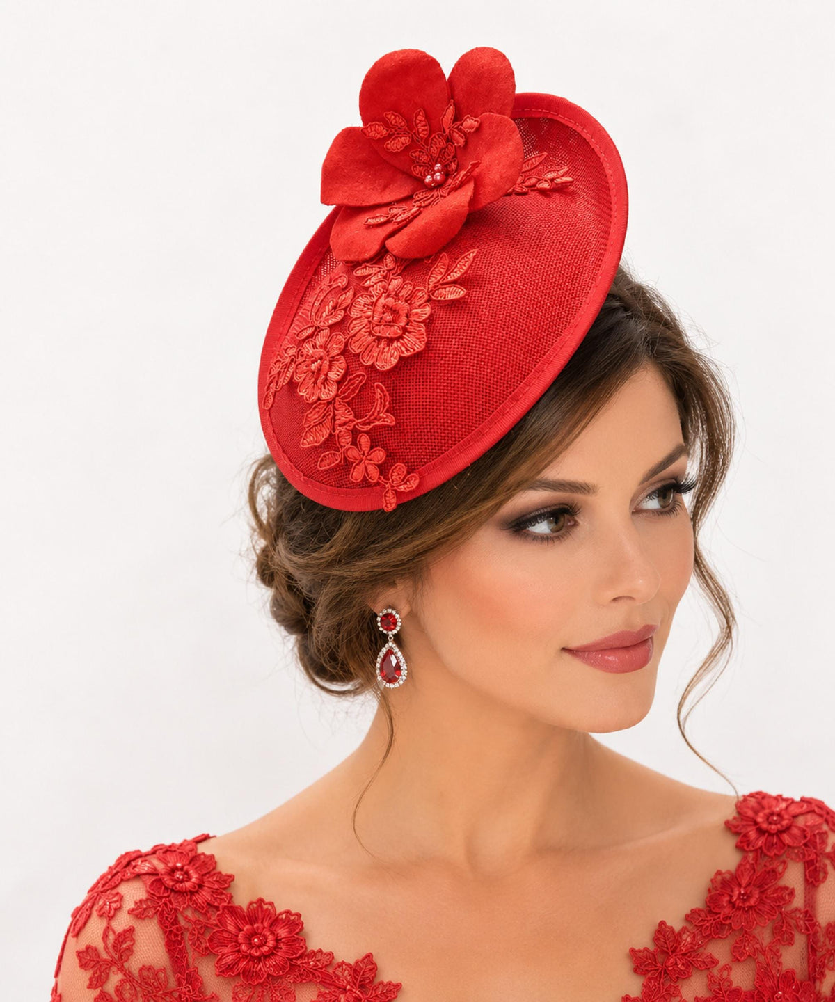 Red hat Fascinator, Felt Flower Kentucky Derby,wedding Hat, Races Headdress