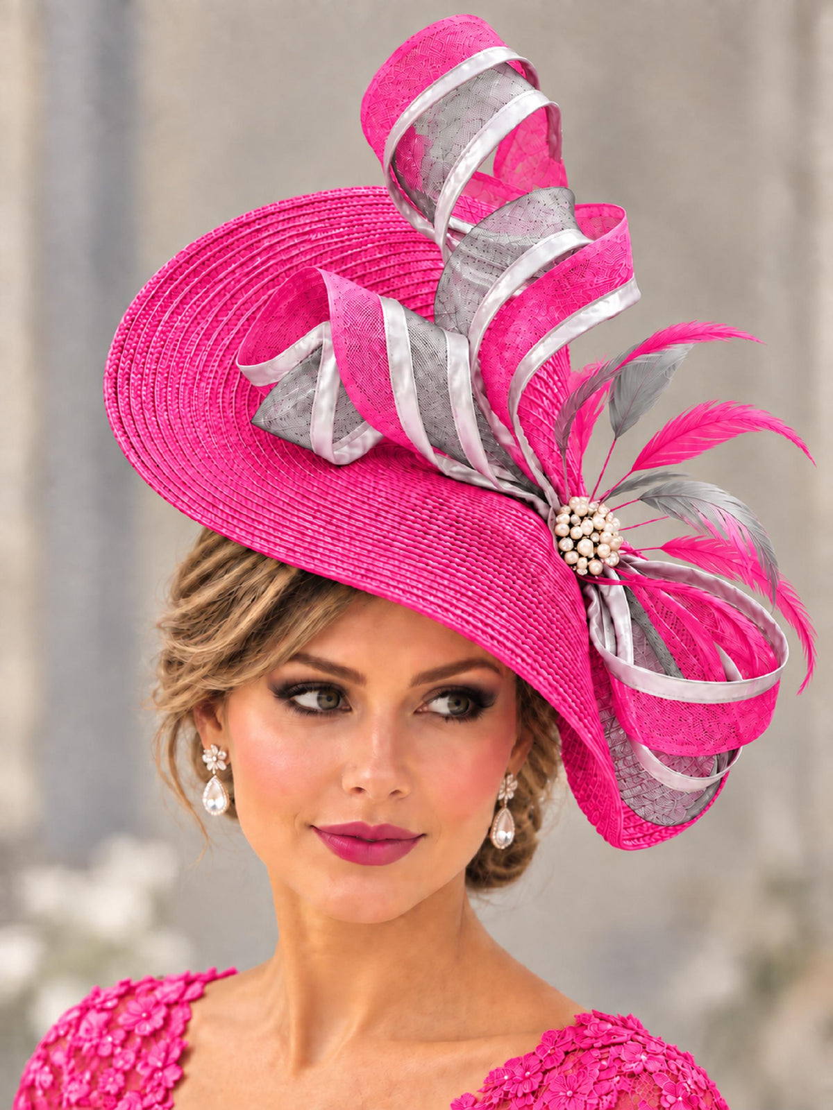 Fascinator Hat : Ascot Race Wedding Headpiece Mother of the bride Hat Fascinator Pink,Blue,Purple,Yellow,Black, Red - Custom colours