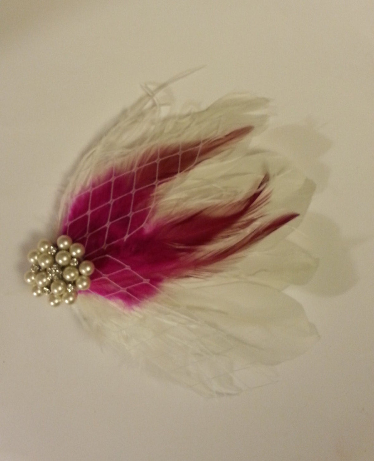Feather Fascinator,wedding hair accessory, rose/Hotpink feather clip, Bridal Hair Piece Bridal Feather Hair Piece, Wedding Hair Accessories