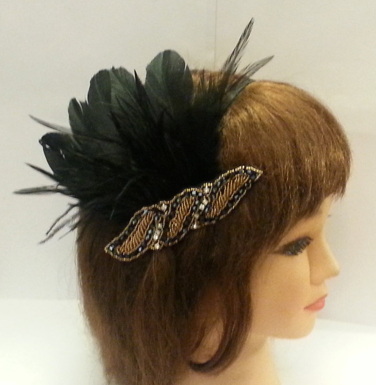 1920s Flapper Headpiece Black and Gold Vintage Gatsby Headband Crystal Beaded Great Gatsby Headband. Aliceband 1920's-40's sparkly headband