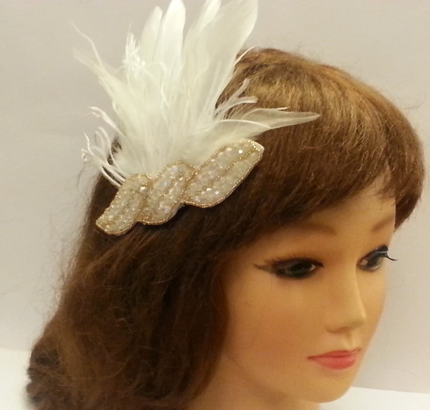 White and Gold Vintage 1920s Flapper Headpiece Gatsby Headband Crystal Beaded Great Gatsby Headband  Aliceband 1920's-40's sparkly headband