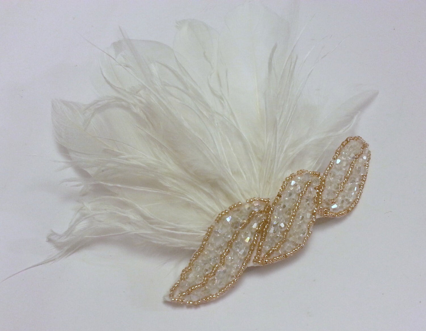 White and Gold Vintage 1920s Flapper Headpiece Gatsby Headband Crystal Beaded Great Gatsby Headband  Aliceband 1920's-40's sparkly headband