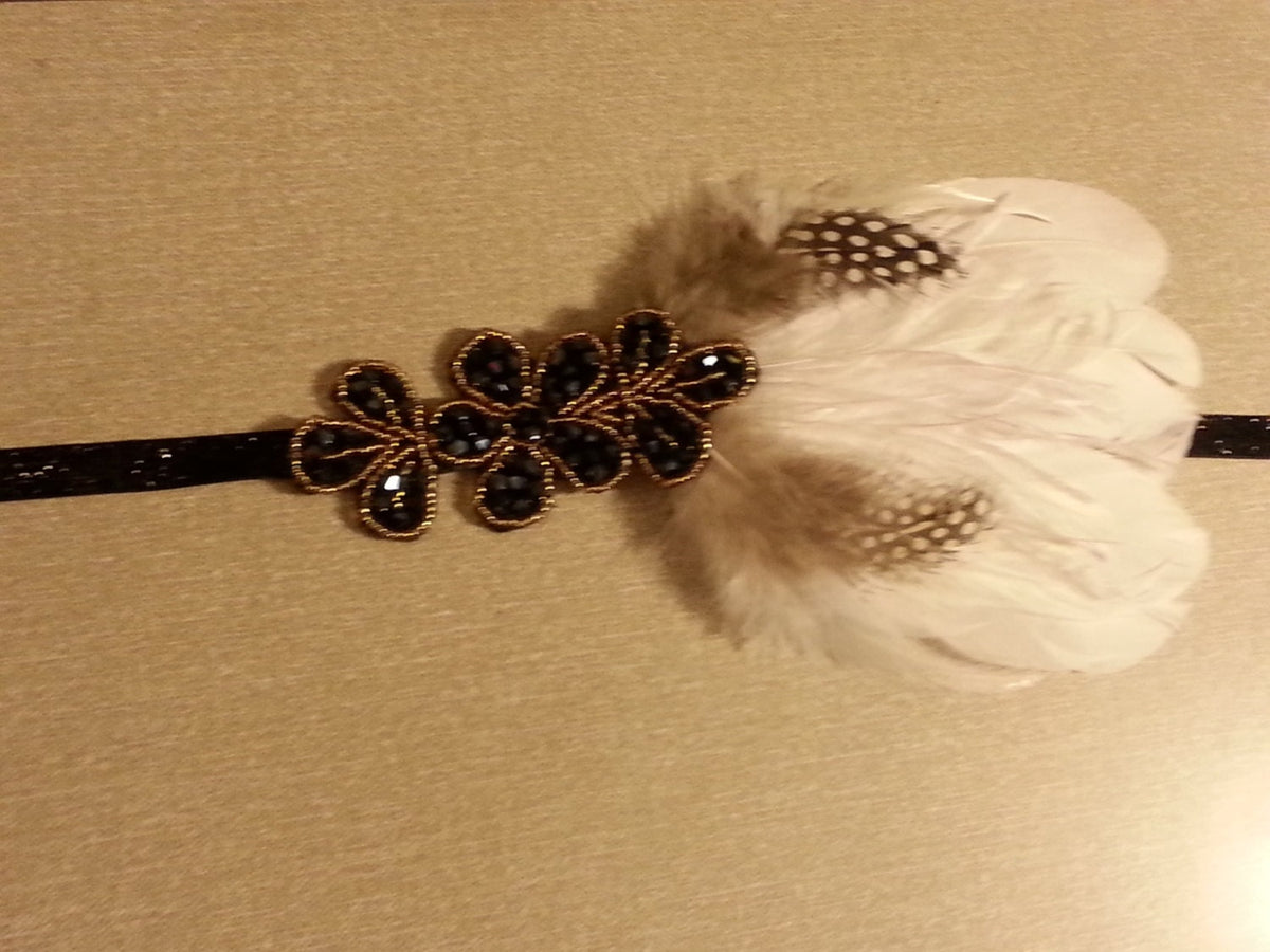 Great Gatsby Headband, Feather Fascinator, 1920s Flapper Hairband