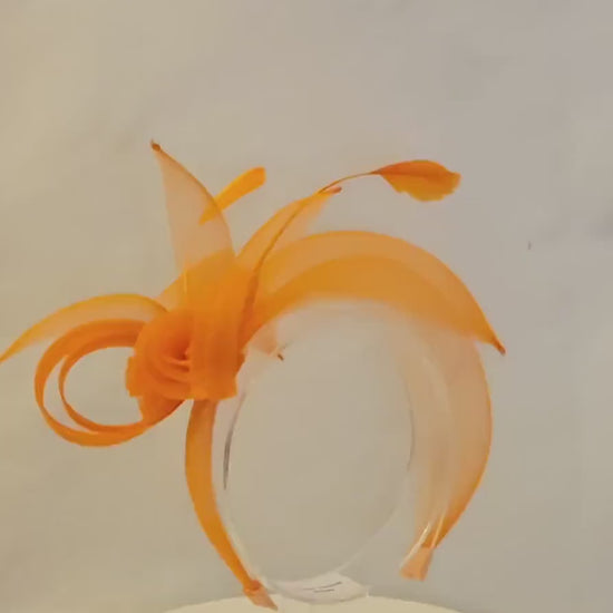 Orange Crinoline Fascinator Headband: Wedding, Race & Tea Party
