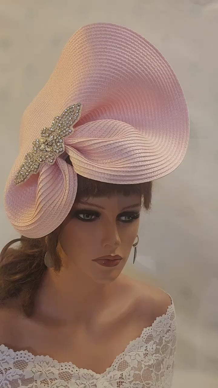 Pink Fascinator Hat: Sparkly Jewel, Wedding Ascot Headwear