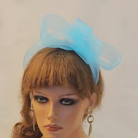 Blue Bow Headband Fascinator: Wedding, Ascot, Tea Party