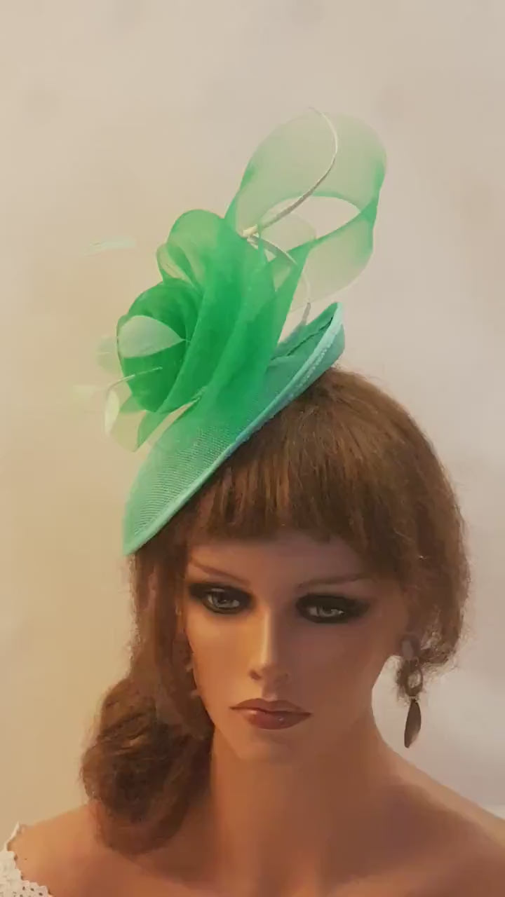 Green Feather Fascinator: Derby Ascot Wedding Hatinator