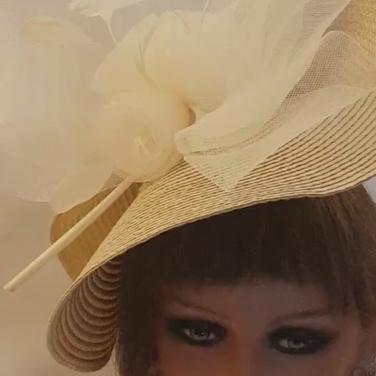 Grey & Pink Feather Fascinator: Royal Ascot Derby Wedding Hatinator