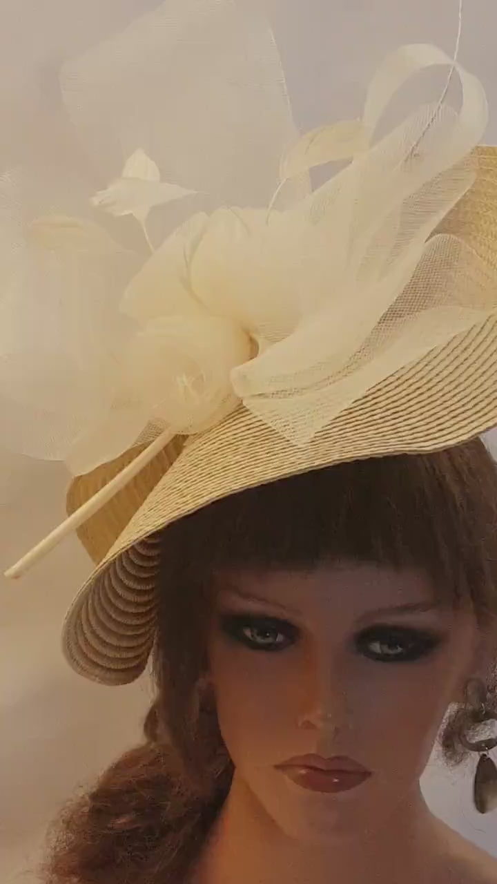 Grey & Pink Feather Fascinator: Royal Ascot Derby Wedding Hatinator