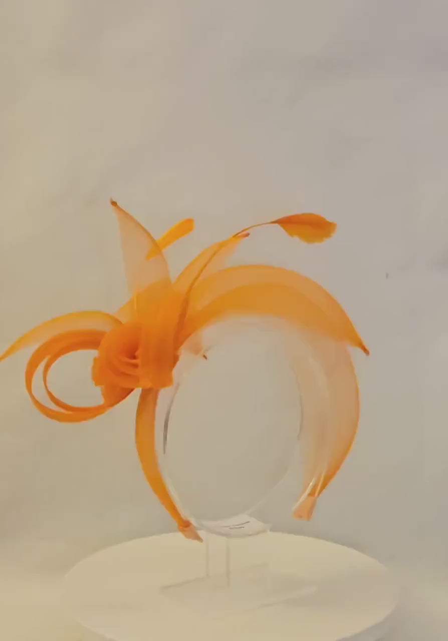 Orange Fascinator Headband: Wedding Tea Party Headpiece