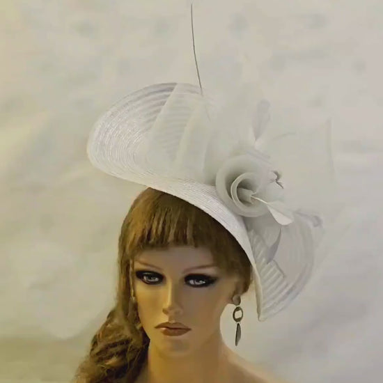 Silver Grey Feather Fascinator: Wedding, Derby, Ascot Races