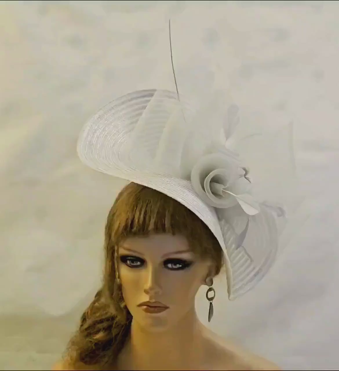 Silver Grey Feather Fascinator: Wedding, Derby, Ascot Races